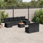 10-piece Loungeset with Cushions Poly Rattan Black
