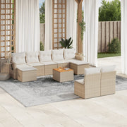 Loungeset 10-delig poly rattan beige