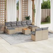 Loungeset 10-delig poly rattan beige