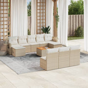 Modulaire tuinset 11-delig poly rattan beige acaciahout