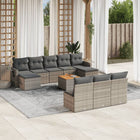 11-piece Lounge Set with cushions poly rattan grey