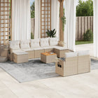 Loungeset 10-delig poly rattan beige acaciahout