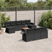 11-piece Loungeset with cushions poly rattan black