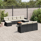 11-piece Loungeset with cushions poly rattan black