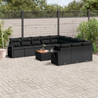 12-piece lounge set with cushions poly rattan black