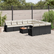 Loungeset 12-delig poly rattan zwart