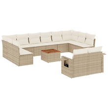 13-Delige Loungeset Met Kussens Poly Rattan Beige