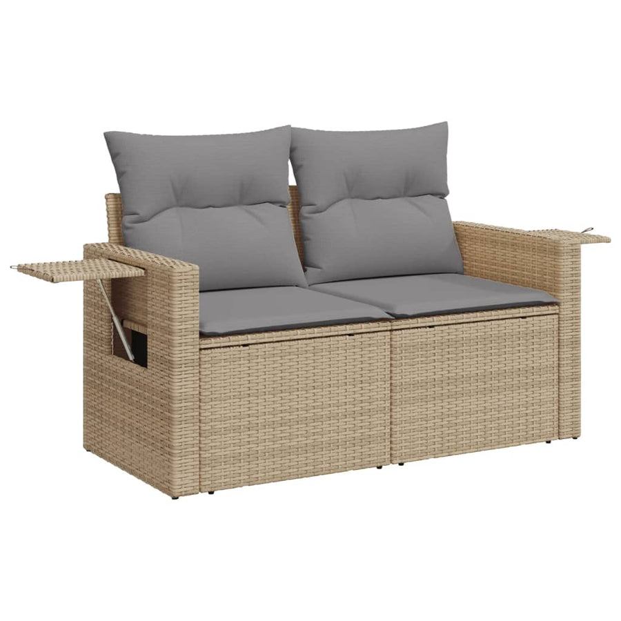 13-Delige Loungeset Met Kussens Poly Rattan Beige