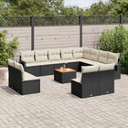 Loungeset poly rattan 13-delig zwart