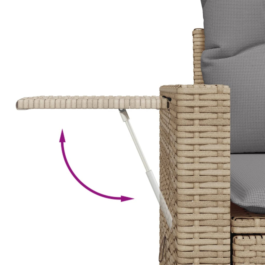 13-Delige Loungeset Met Kussens Poly Rattan Beige
