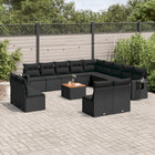 14-piece Lounge Set with Cushions, Polyrattan Black