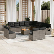 Loungeset 14-delig poly rattan grijs