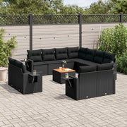 Loungeset 12-delig poly rattan zwart