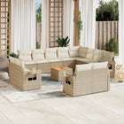 13-piece Lounge Set with cushions poly rattan beige