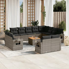 Loungeset poly rattan 13-delig grijs