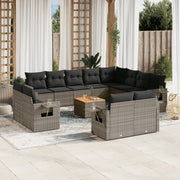 Loungeset poly rattan 13-delig grijs