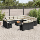 14-piece Lounge Set with Cushions, Polyrattan Black