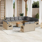 14-piece Lounge Set with Cushions Poly Rattan Beige