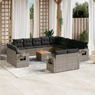 Loungeset 14-delig poly rattan grijs