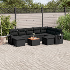 10-piece Loungeset with Cushions Poly Rattan Black