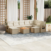 Loungeset poly rattan 10-delig beige