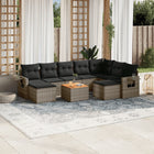 10-piece Lounge Set with Cushions Poly Rattan Grey