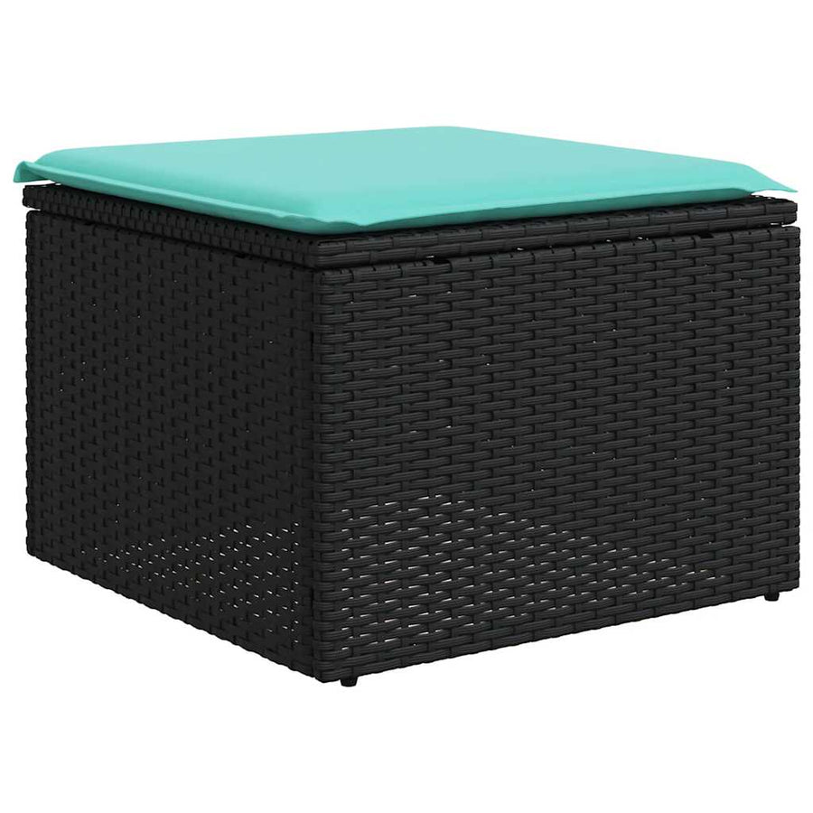 12-delige tuinbankset met kussens van zwart polyrotan