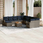 12-piece garden lounge set with cushions, grey poly rattan