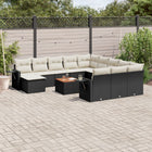 13-piece Lounge Set with Cushions, poly rattan black