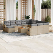 Loungeset 13-delig poly rattan beige