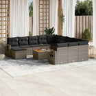 13-piece Lounge Set with cushions poly rattan grey