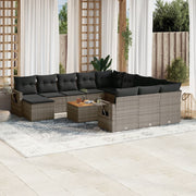 Loungeset 13-delig poly rattan grijs