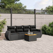 Loungeset 5-delig poly rattan zwart