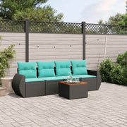 Tuinbankset 5-delig polyrotan zwart acaciahout