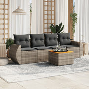 Loungeset 5-delig poly rattan grijs