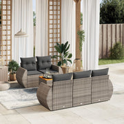 Loungeset 6-delig poly rattan grijs