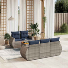 6-piece garden sofa set with cushions, gray poly rattan