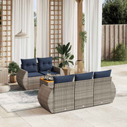 6-piece garden sofa set with cushions, gray poly rattan