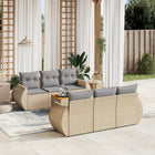 7-Delige Loungeset Met Kussens Poly Rattan Beige