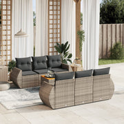 Loungeset 7-delig poly rattan grijs