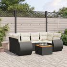 7-Delige Loungeset Met Kussens Poly Rattan Zwart