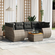Loungeset 7-delig poly rattan grijs