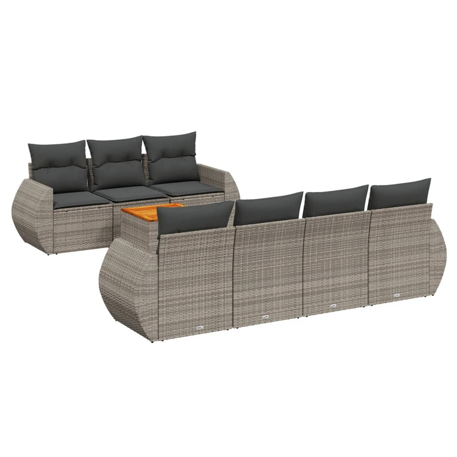 8-Delige Loungeset Met Kussens Poly Rattan Grijs