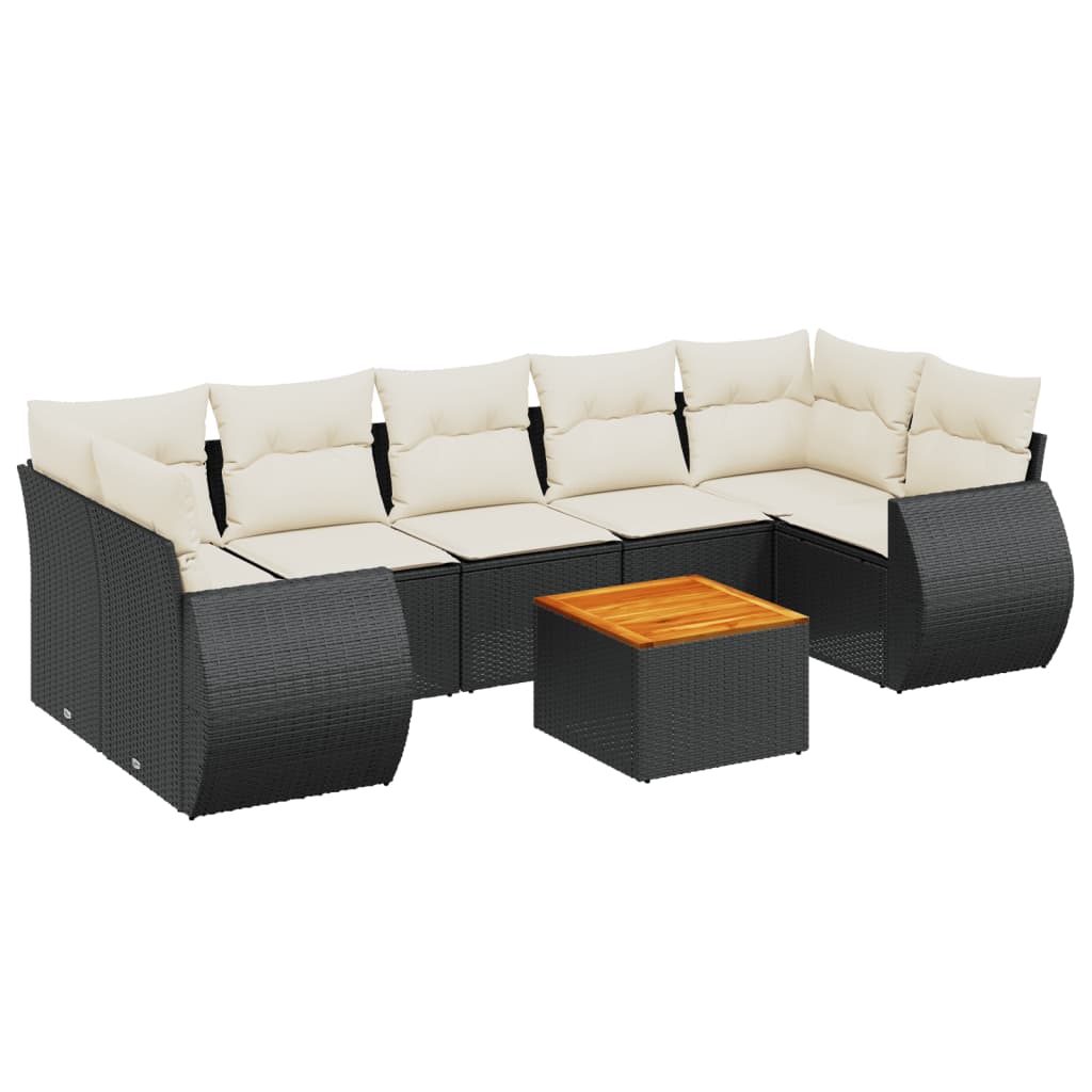8-Delige Loungeset Met Kussens Poly Rattan Zwart