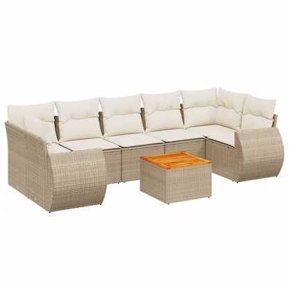 8-Delige Loungeset Met Kussens Poly Rattan Beige