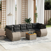 Loungeset 8-delig poly rattan grijs