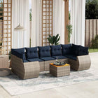 8-piece garden lounge set with cushions, grey poly rattan