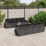 Loungeset 9-delig poly rattan zwart