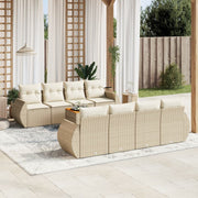 Loungeset 9-delig poly rattan beige