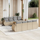 9-Delige Loungeset Met Kussens Poly Rattan Beige